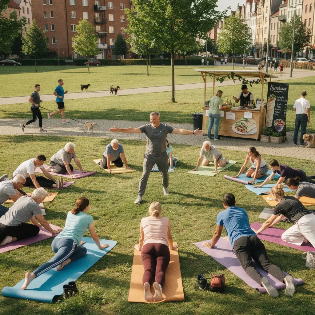 Kobieta przygotowująca zdrowy posiłek w kuchni, otoczona przyprawami i ziołami.