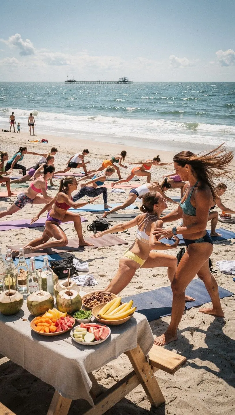 Kobieta przygotowująca zdrowy posiłek w kuchni, otoczona przyprawami i ziołami.